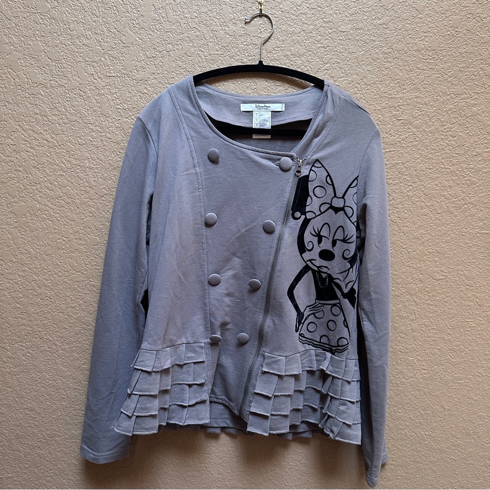 Disney Minnie Mouse Paris Ruffle Zip front jacket size large
